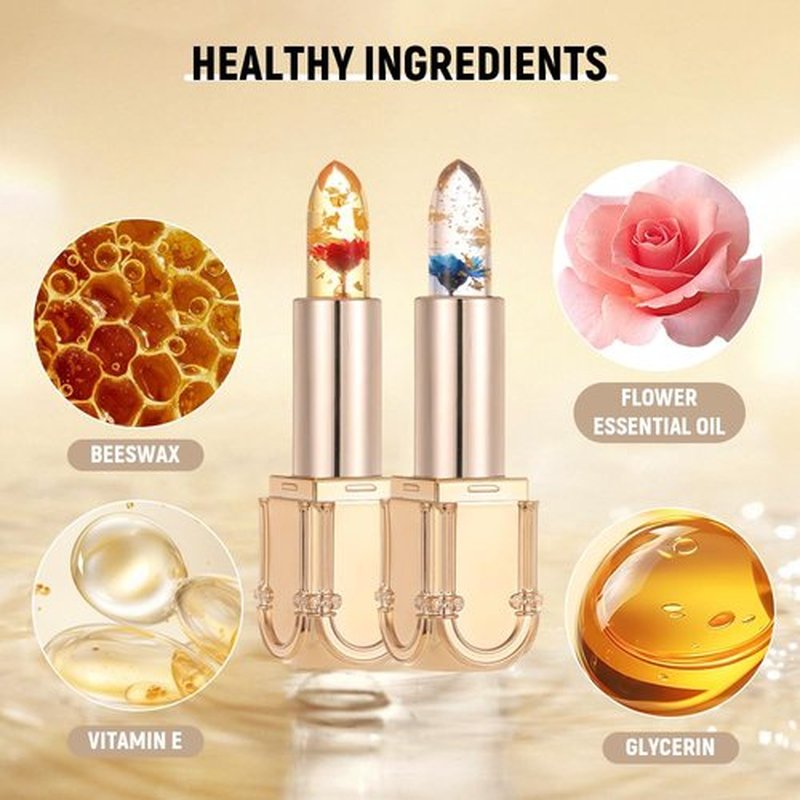 YAUNJI Crystal Jelly Flower Color Changing Lipstick, 2024 New Long Lasting Nutritious Lip Balm Lips Moisturizer Magic Temperature Color Change Lip Gloss (AA, 1)