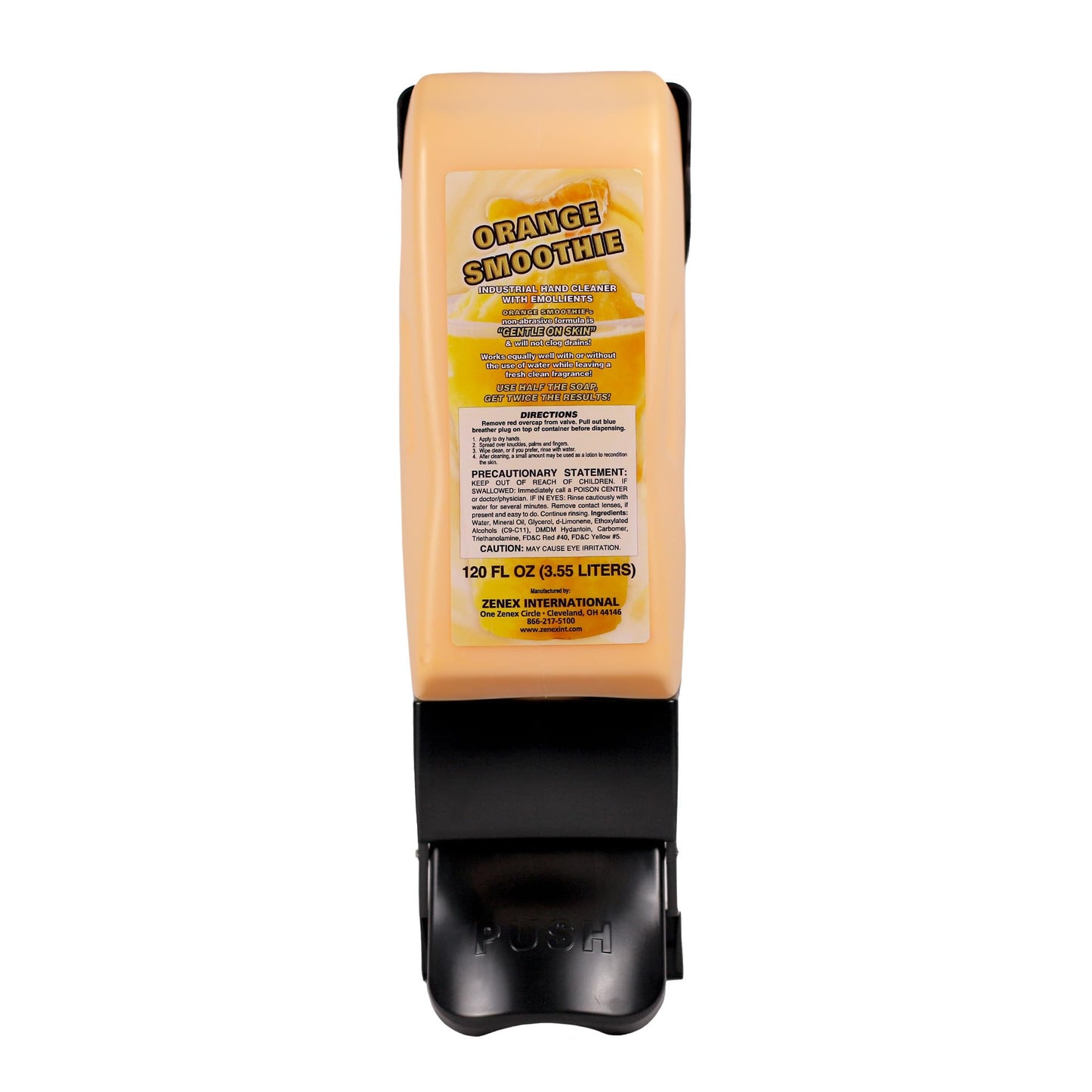 Zenex Orange Smoothie Hand Soap with Emollients - Industrial Hand Cleaner | Citrus Scent | Remove Stubborn Grease & Grime | Moisturizing Non-Abrasive Formula is Gentle On Skin | 3.55 L (4-Pack)