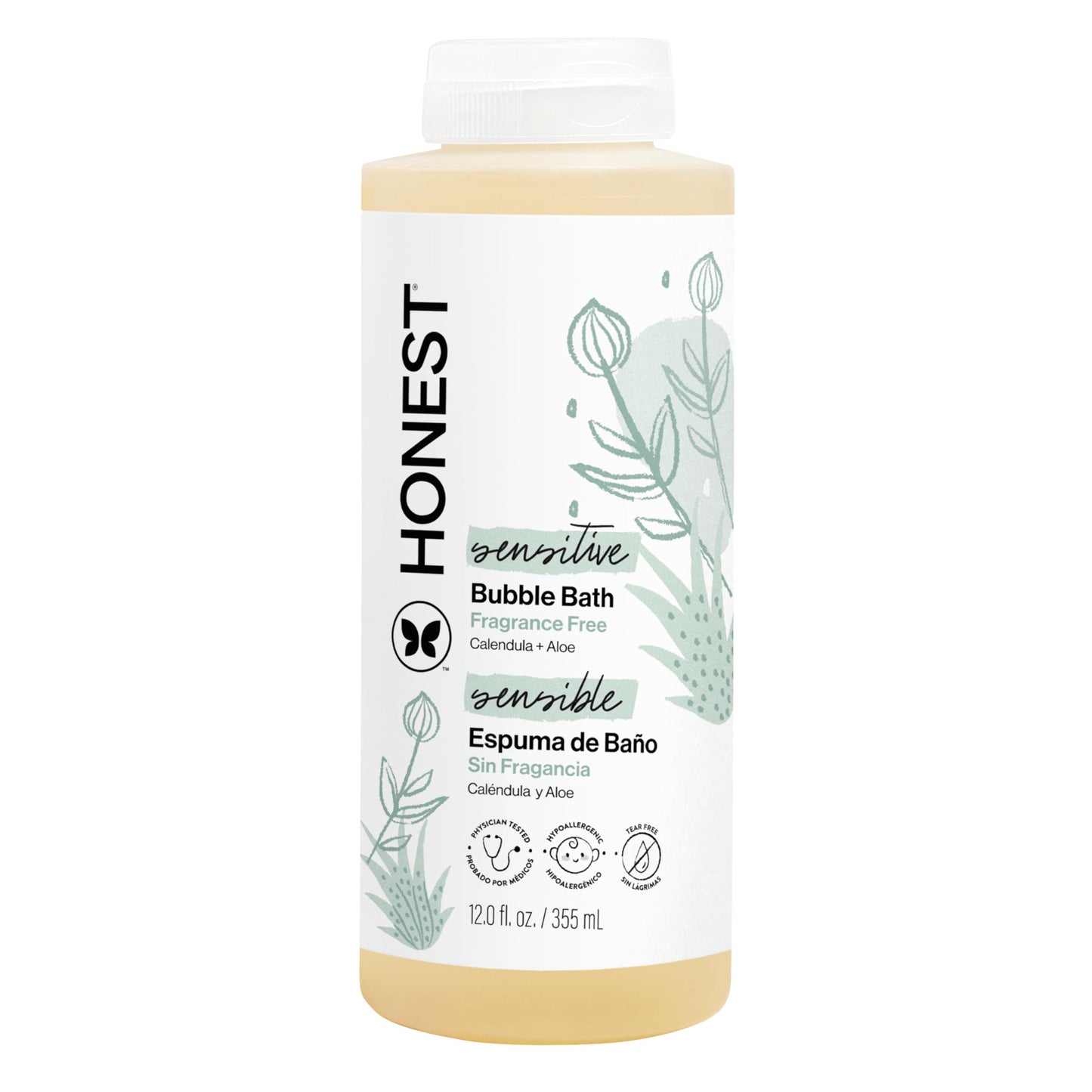 The Honest Company Bubble Bath, Hypoallergenic, Fragrance-Free, 12 fl oz