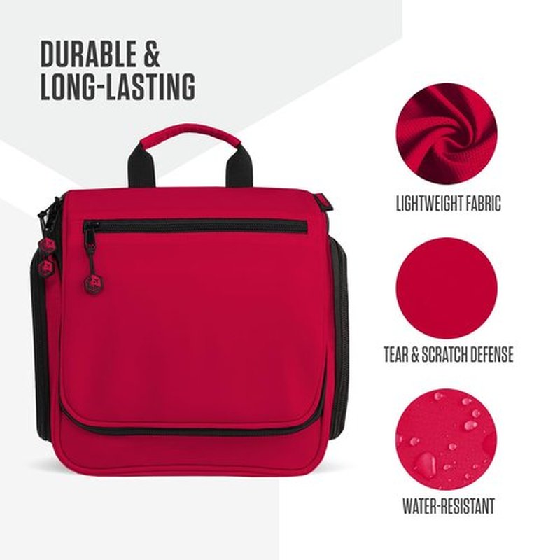 VENTURE 4TH Hanging Travel Toiletry Bag for Women & Men - Travel Organizer with Expandable Compartments & Removable Clear Pouch for Toiletries (Red)