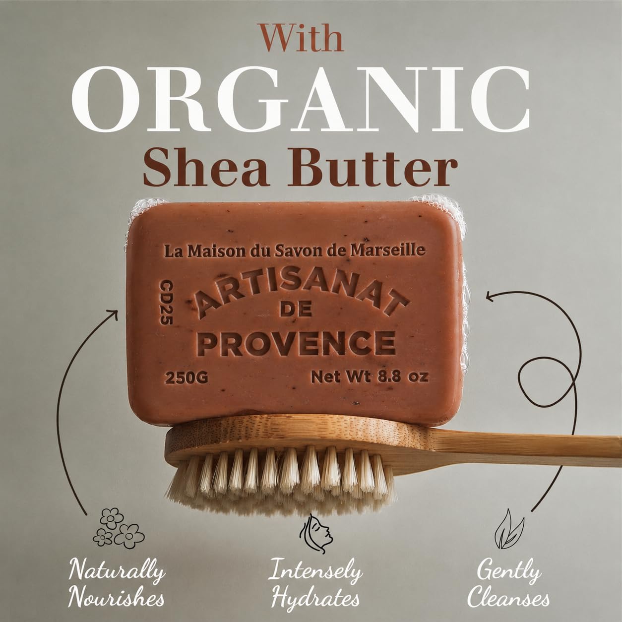 Oud Wood Soap Bars 3xPack - Enriched With Organic Shea Butter - 97% Natural Ingredients - Traditional French Milled Bar Soap Made in Provence - Gentle For Skin - 3x8.8 oz - La Maison Du Savon