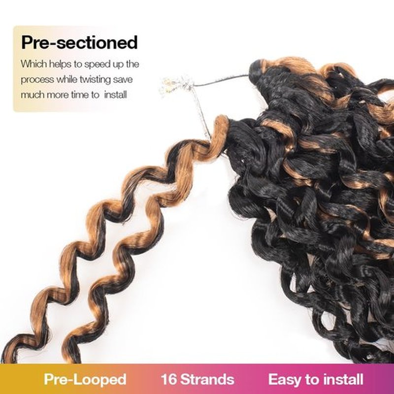 Pelokaa Passion Twist Hair - 12 Inch 7packs Black Mix Blonde Water Wave Crochet Braids Synthetic Braiding Hair Extensions (12 Inch 7Packs,P27)