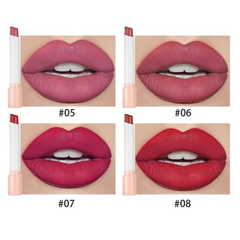 FYEBOO 4 Colors Mini Matte Lipstick Little Tube Lip Stain, Velvet Smooth Lip Stick, Long Lasting & Waterproof 24 Hours Non-Sticky Labiales Lipstick (Set B)