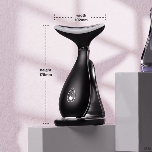 VRAIKO Lily Neck Face Massager, Face Sculpting Tool, Skin Rejuvenation Device with Thermal, Triple Action LED and Vibration, for Anti-Aging, Lifting and Tightening Sagging Skin (Frosted Black)