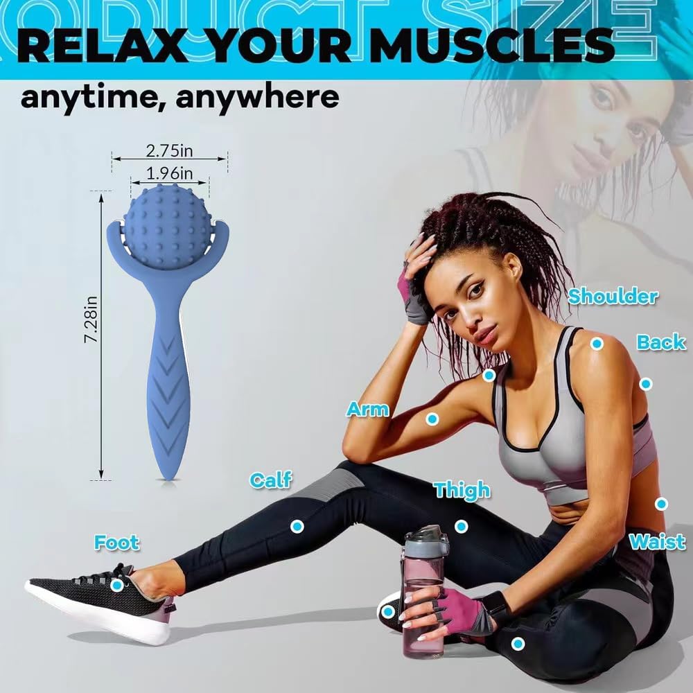 JWCASA Cold Ice Face Roller Cold Massage Roller Ball CryoBall Facial Ice Globes Blue