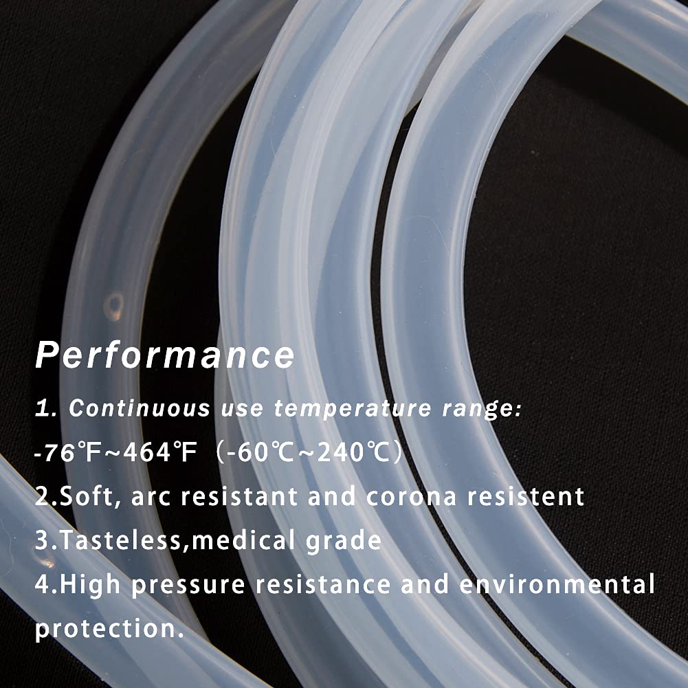 Quickun Pure Silicone Tubing, 3mm ID x 5mm OD High Temp Food Grade Tube Pure Silicone Hose Tube for Home Brewing, Beer Line, Kegerator, Wine Making, Aquaponics, Air Hose by Proper Pour (3.28 Ft)