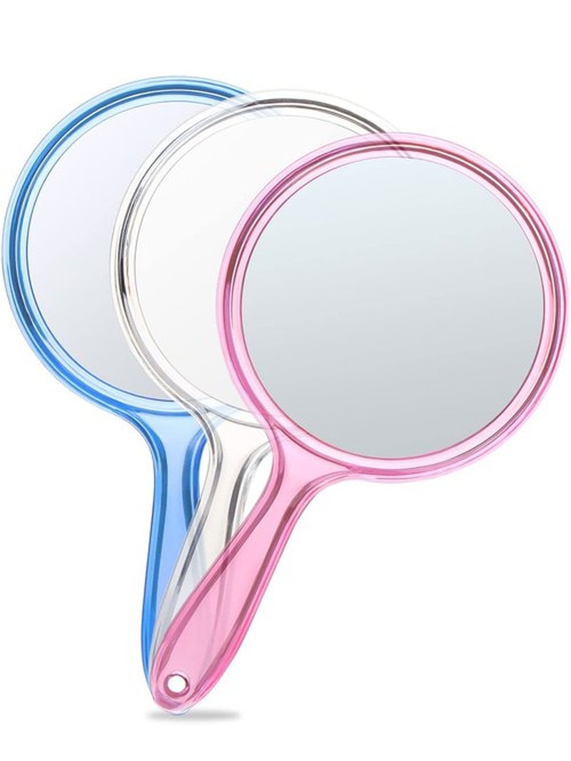 OMIRO Hand Mirror, Double-Sided Handheld Mirror 1X/3X Magnifying Mirror with Handle, Set of 3 (Mix Colors)