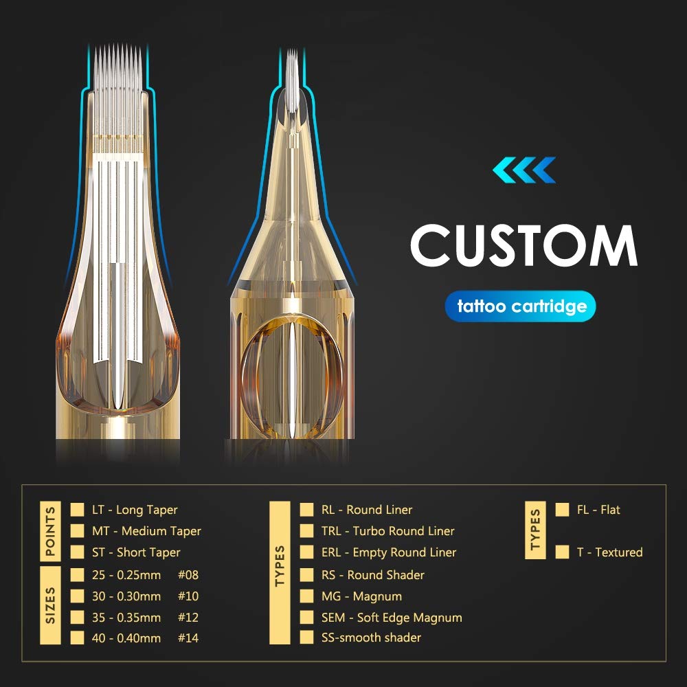 CHUSE 20pcs Cartridges Disposable Tattoo Needle Standard 19 Curved Magnum (1219RM)