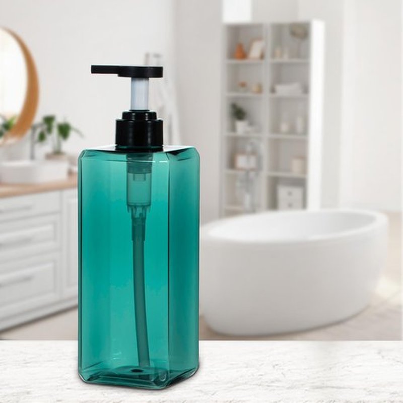 Yebeauty Pump Bottle Dispenser, 27oz 800ml Refillable Shower Pump Bottles Empty Plastic Lotion Hand Soap Dispenser Liquid Container for Shampoo Body Wash Kitchen Bathroom, 2 Pack Clear Blue