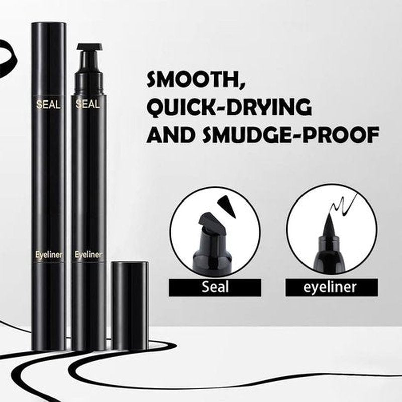 WanTuoluo 8 Pcs Double-Side Black Liquid Eyeliner Stamp Pens Set,Triangle Wing Eye Tail Cat Eye Stamp Makeup, Long Lasting Liquid Eye Liner,Waterproof & Smudgeproof Makeup (Black-2, 8Pack)
