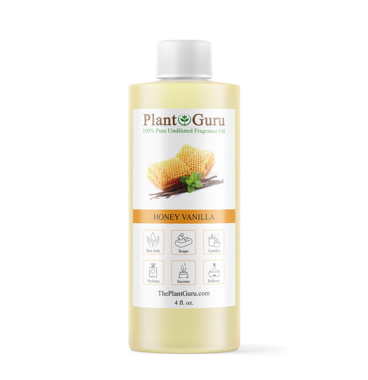 Honey Vanilla Fragrance Oil 4 fl. oz. Scented Oil for DIY Soap Making, Candles, Bath Bombs, Body Butters. Used in Aromatherapy Diffusers, Burners and Warmers. Great Addition to Lotions and Creams.
