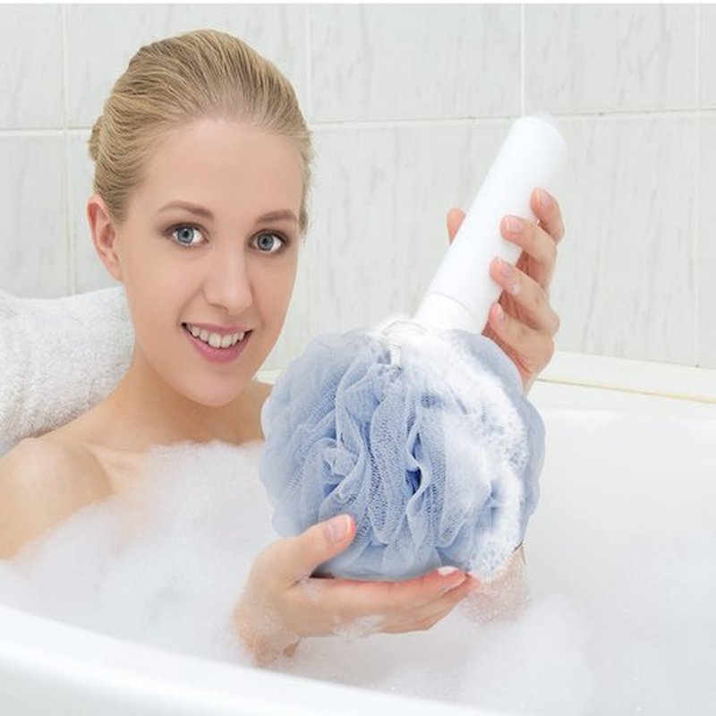 DadyMart Bath Shower Loofah Sponge 75g Bath Mesh Pouf Shower Ball Body Scrubber Exfoliating Bath Sponge for Women and Men, Set of 4, Pink-Blue-Beige-Green