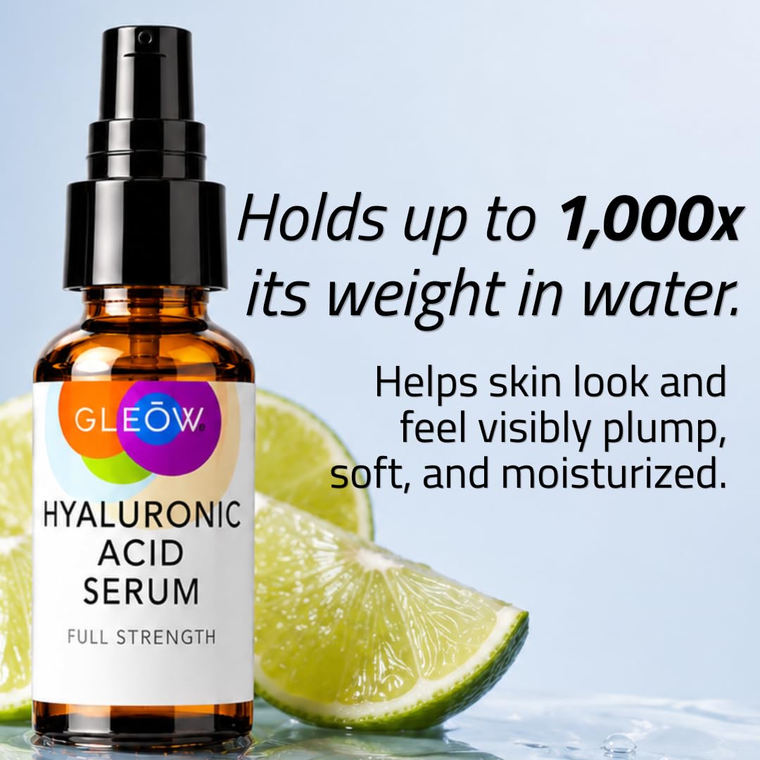GLEOW New 2024 Pure Hyaluronic Acid Serum for Face - Hydrating Serum for Women - Hyaluronic Acid Pure Face Serum for Women - Face Serum for Dry Skin with Dark Spots 2oz