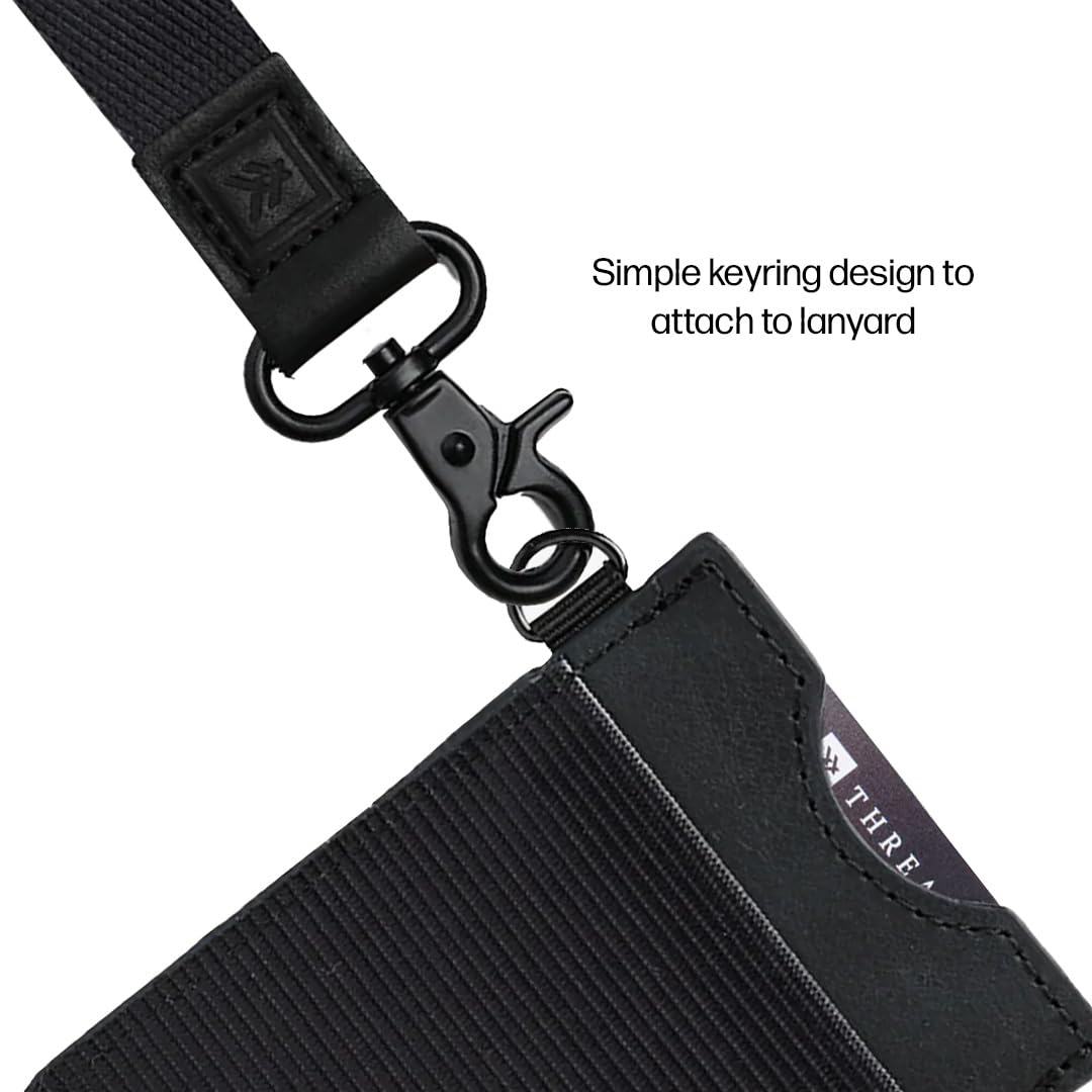 Thread Wallets Ultra Slim Wallet Vertical Leather Card Sleeve Wallet Thin Card Holder Minimalist Card Holder Wallets RFID Secure Black