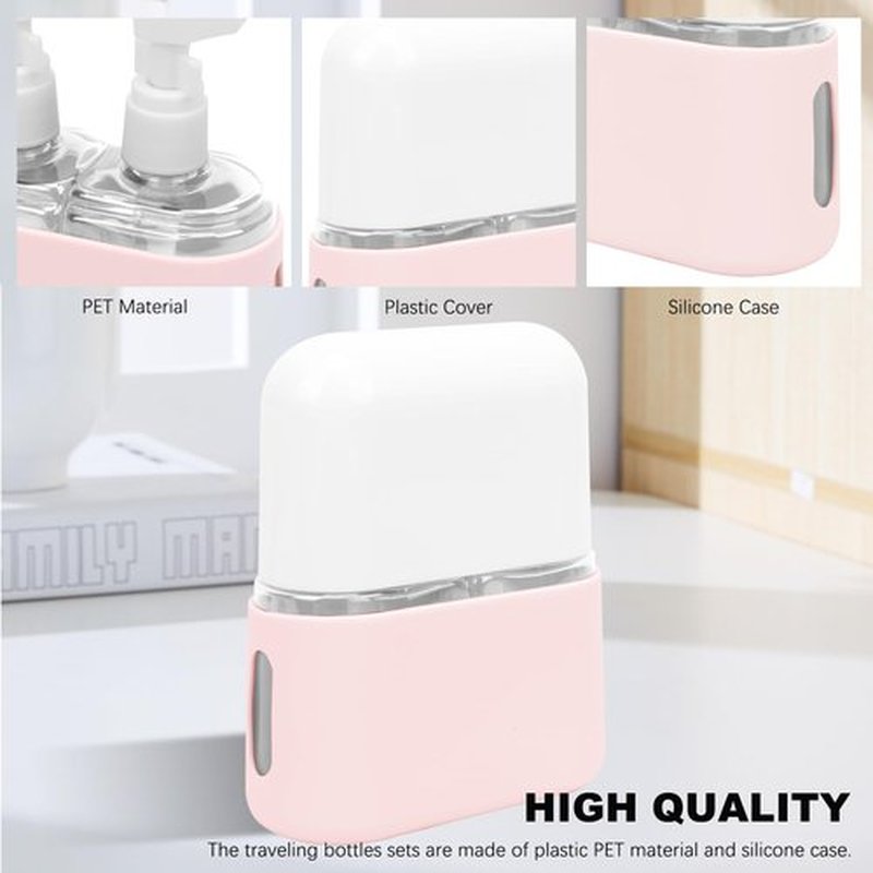 Skycase Travel Bottles, Travel Size Toiletries - Leak Proof Refillable Tsa Approved Travel Bottles, 2 in 1 Travel Containers with Labels Airplane Accessories Kits for Lotion Liquid (Pink)