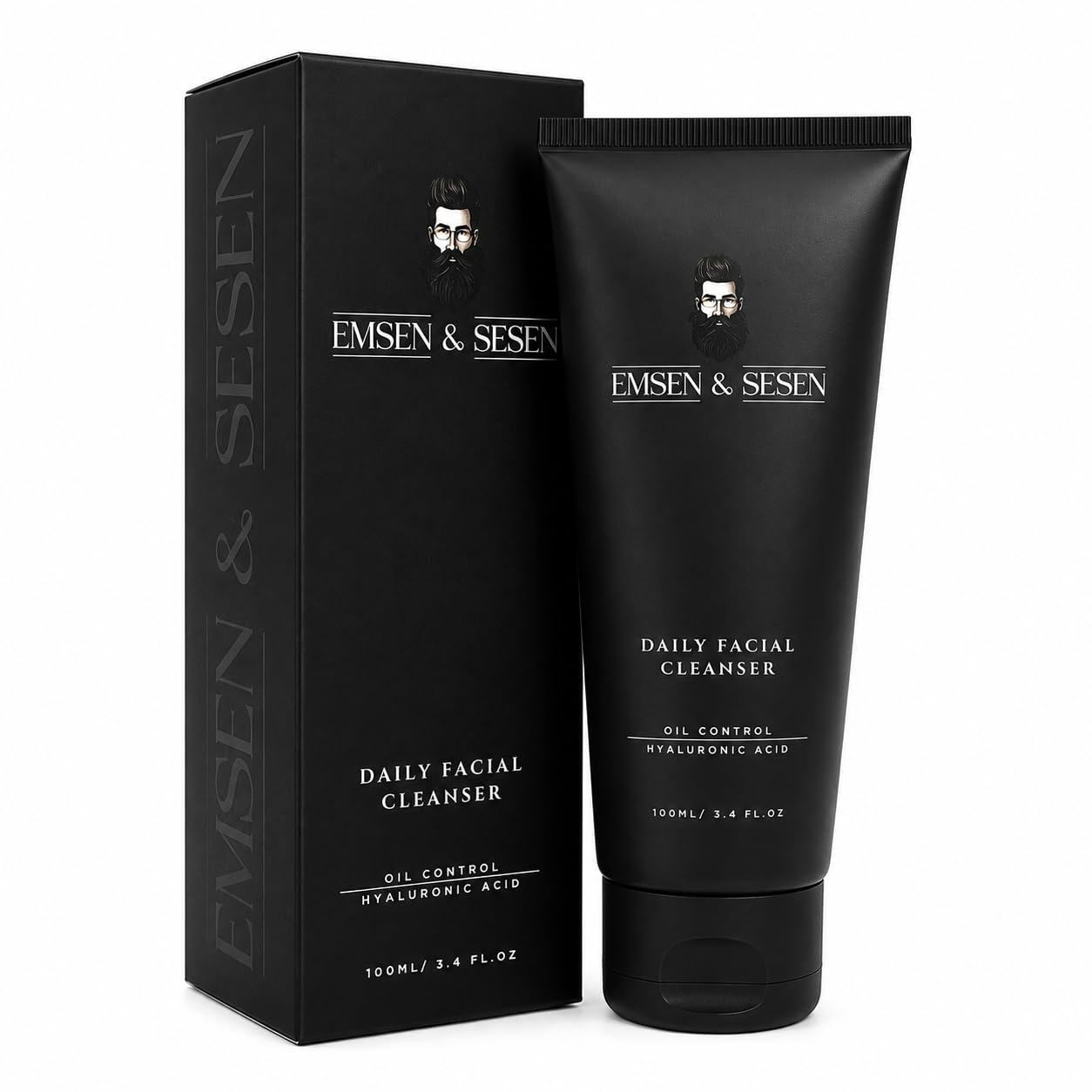 EMSEN & SESEN Mens Daily Facial Cleanser - Deep Cleansing & Hydrating Face Wash with Volcanic Soil, Aloe Vera, Hyaluronic Acid, Vitamin E & Chamomile