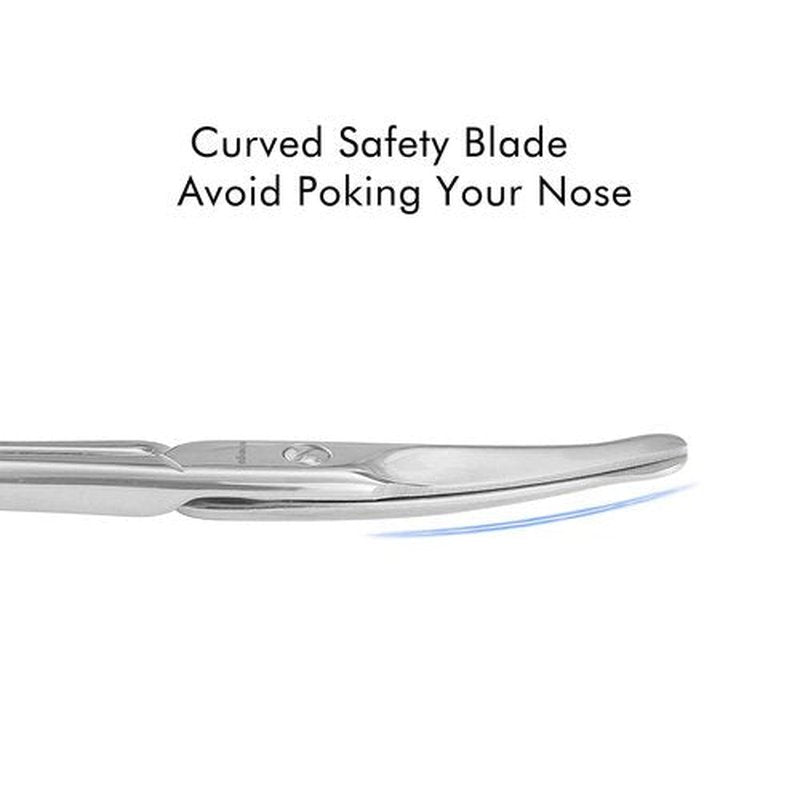 LIVINGO 3.75" Rounded Curved Nose Hair Scissors, Premium Stainless Steel Safety Small Blades Use for Manicure Cuticle Trimming Facial Hair, Eyebrow, Dry Skin