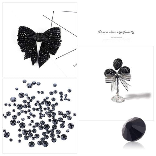 Novani Black Rhinestones 1440pcs SS20 Glass Rhinestones Crystal Flatback Gemstones for Crafts Nails Makeup Bags and Shoes Decoration（SS20, 4.8-5mm）