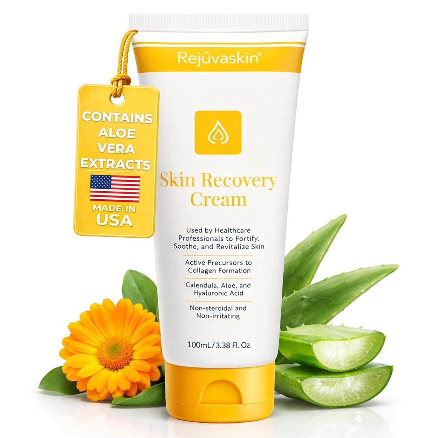 Rejuvaskin Skin Recovery Cream with Aloe Vera, Eczema Relief Cream for Dry, Itchy & Sensitive Skin, Hydrating & Cooling Moisturizer, Radiation Relief Cream, 100 ml - Pack of 10