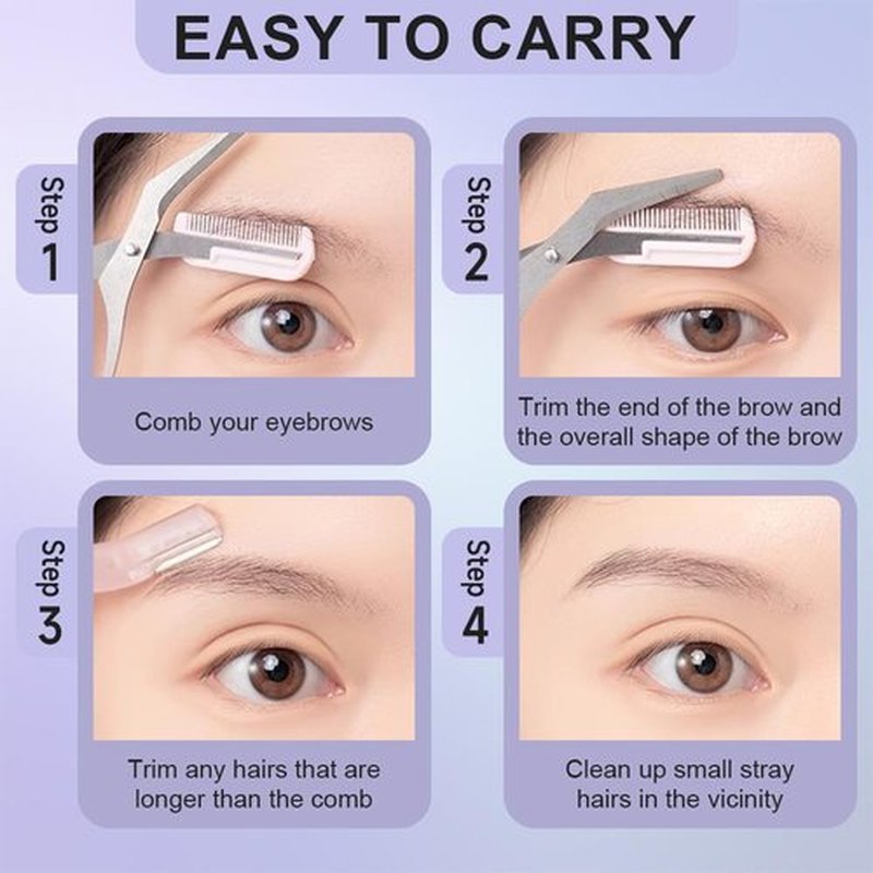 Eyebrow Trimmer Scissor, 2024 New Non-Slip Eyebrow Scissors with Comb, Eyebrow Trimmer for Women Men, Eye Brow Razors Eyebrow Cutter Eye Brow Shaper Trimming Scissors Makeup Tool (Blue)