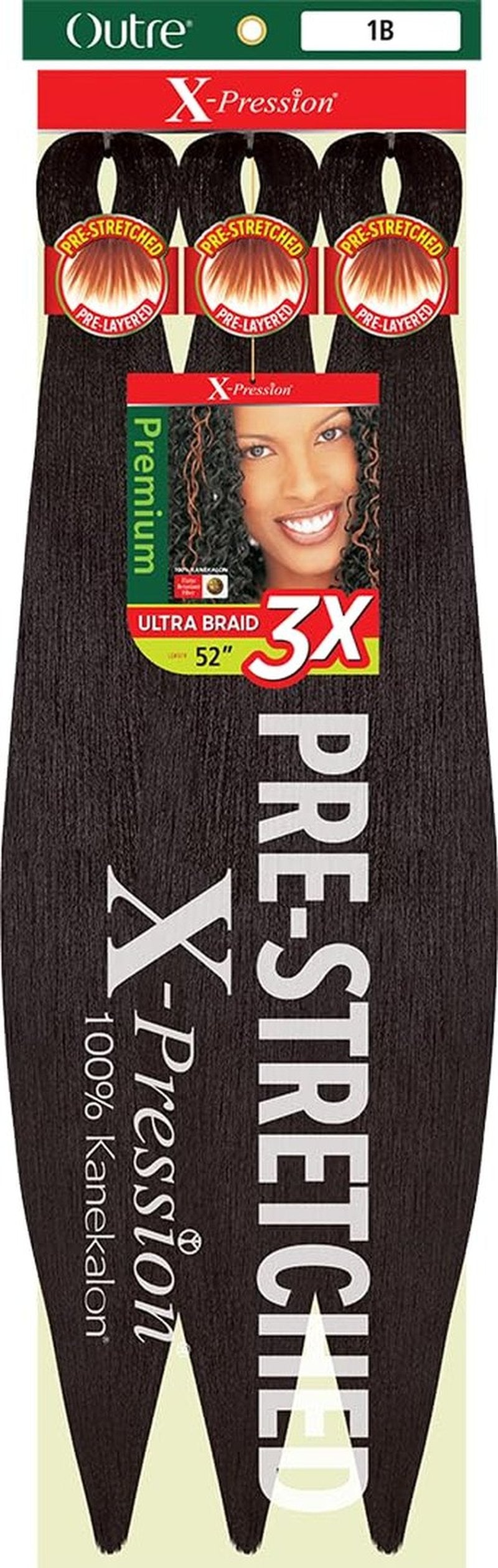 [5 PACK DEAL] Outre X-Pression Braid-Pre Stretched Braid 52" 3X 5 Packs (1B)