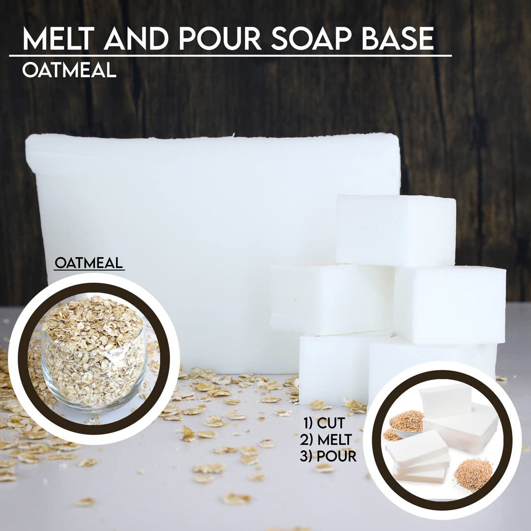 Primal Elements Oatmeal Soap Base - Moisturizing Melt and Pour Glycerin Base for Crafting, Easy to Cut - 10 Pound