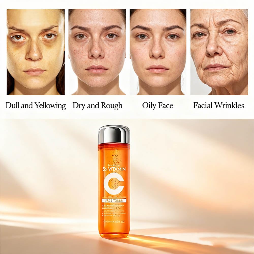 5X Vitamin C Toner, Hyaluronic Acid Facial, Suitable for Face, Arms, and Legs, Natural Ingredients, Powerfully Moisturizing, Face for Sensitive Skin (Face Vitamin C Toner for Women Anti Aging)
