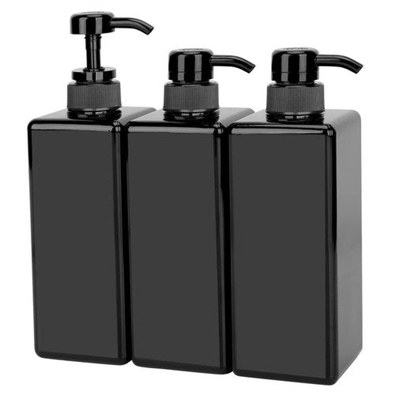 Suream 22oz/650ml Large Plastic Pump Bottles for Shampoo, Bathroom Shower Dispensers, Empty Refillable Cosmetic Pump Dispenser for Lotion, Creams, Body Moisturizer, Massage Oil, Hand Wash, Soap, Black