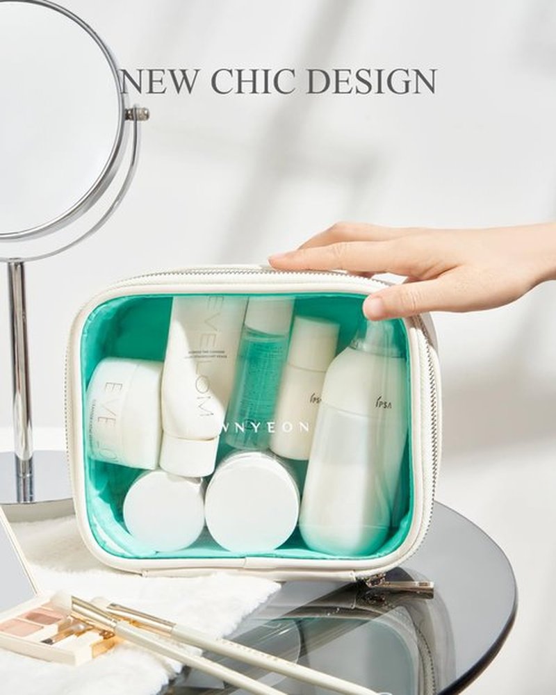 Rownyeon Clear Makeup Bag, Travel Toiletry Bag Makeup Organizer Bag Small Cosmetic Bags(White)