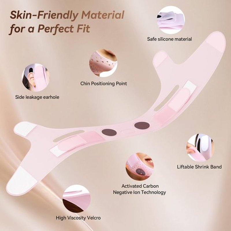 Reusable V Line Face Strap, Soft Silicone Chin Strap for Women 23-27 Inches(PINK)