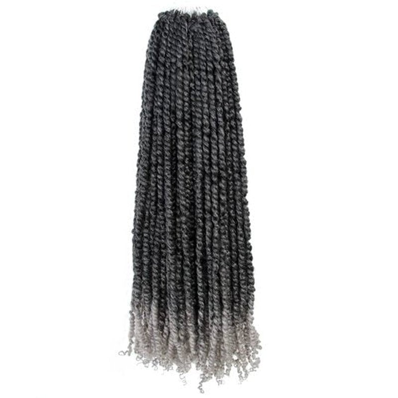 The BOHOBABE Long Pre-twisted Passion Twist Crochet Hair 24 Inch Pre-looped Long Ombre Gray Crochet Passion Twist Braiding Hair 8 Packs Soft Bohemian Twists (T1B/grey)