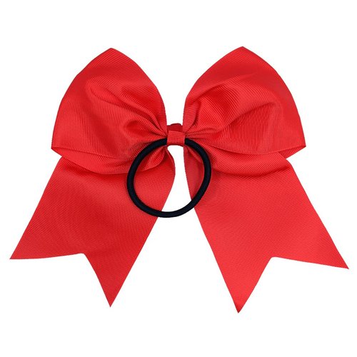 DEEKA 12PCS 8" Large Cheer Hair Bows Ponytail Holder Handmade for Teen Girls Softball Cheerleader Sports-Red