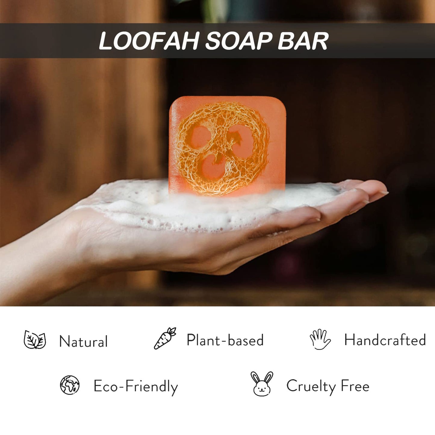 Natural Loofah Soap Bar 4PCS,Exfoliating Natural Soap with Loofah Inside-[Turmeric,Aloe,Rose,Coconut Milk],Moisturizing Handmade Soap for Face and Body