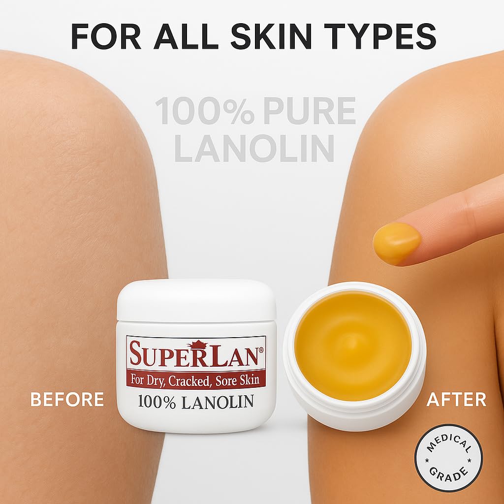 Lanolin Nipple Cream 1 Oz - 100% Organic Nipple Cream Lanolin - Body & Face Moisturizer for Eczema, Psoriasis & Severe Dry Skin - Ultra Hydrating & Soothing Skin Moisturizer for Hot & Cold Weather