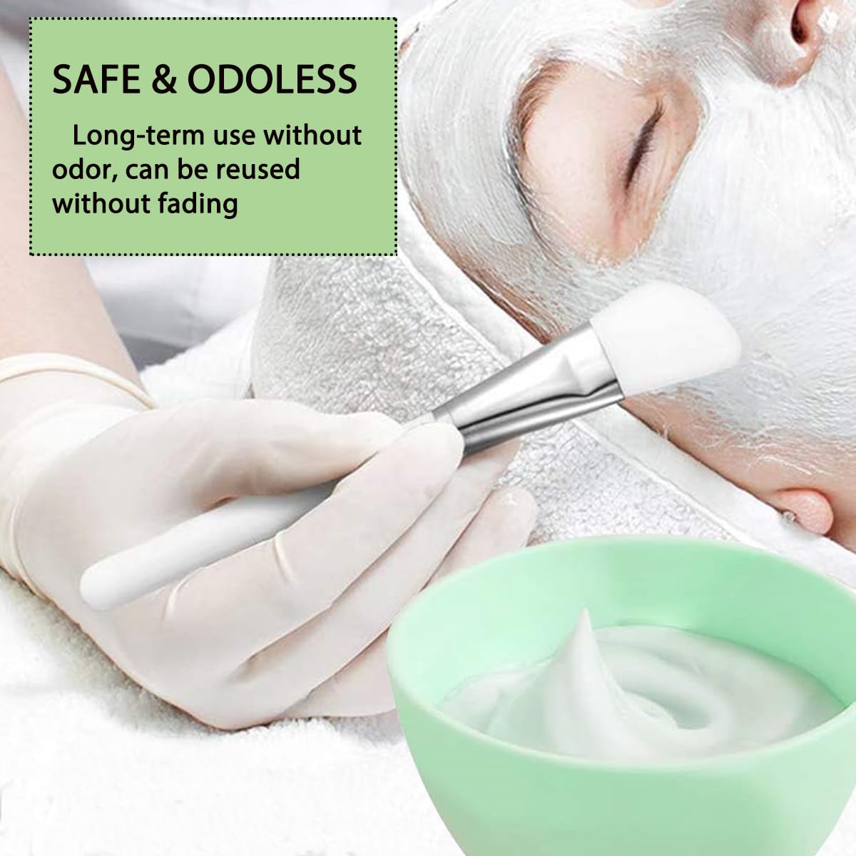 PLINNILUY 5 Pcs Diy Face Mask Mixing Bowl, Home Use Silicone Facial Mask Mixing Bowls Set Plastic Facial Mask Mixing Masks Set with Spatulas - DIY Skincare Mixing Tool Kit(Green-5Pcs)