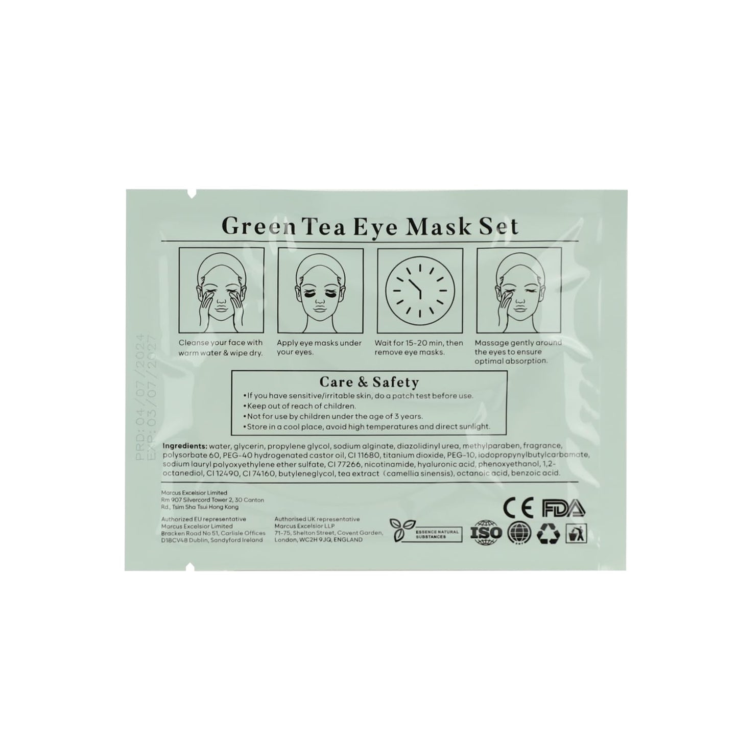 BLOOMORA Green Tea Under Eye Patches (20 Pairs) - Dark Circles & Puffiness Care - Hydrating Eye Mask for Dark Circles and Puffiness