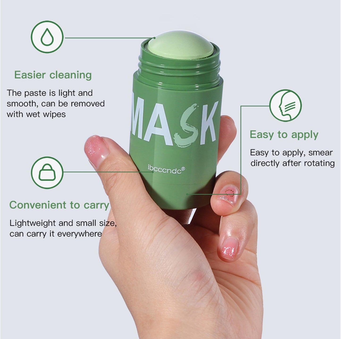Wuxpp Green Tea Deep Cleanse Mask Stick Blackhead Remover with Green Tea Extract, Juxek Green Tea Purifying Clay Stick Mask Oil Control Cleansing Mask, Green Tea Face Mask Skincare Korean (2 Pcs)