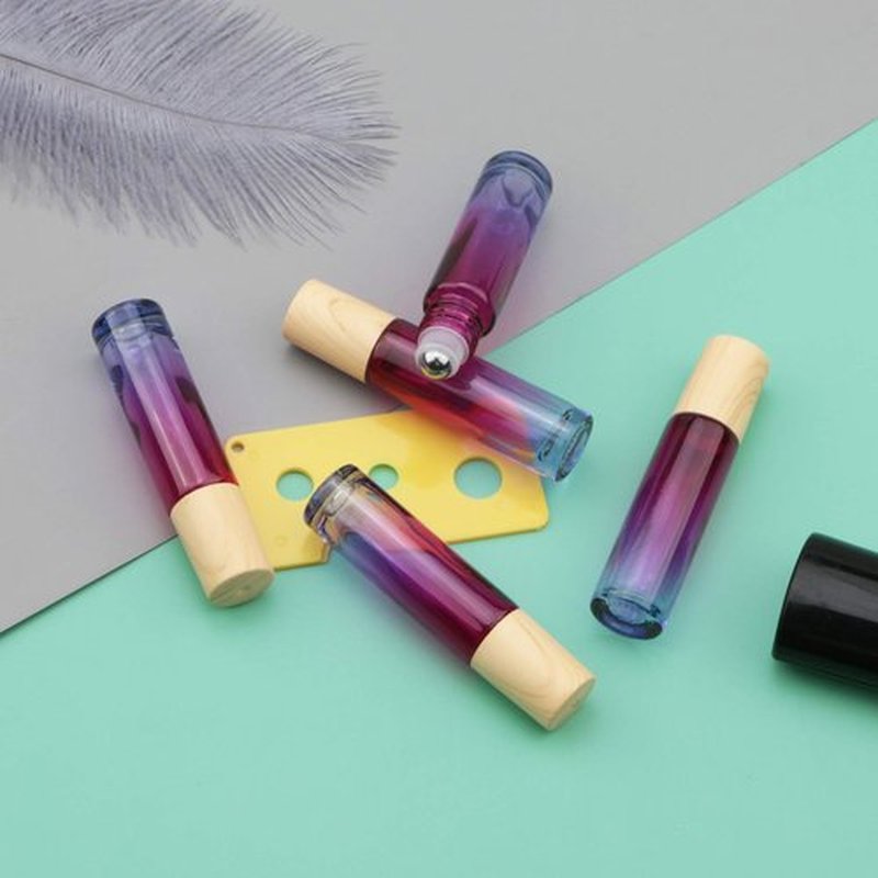 Newzoll 8 Pcs 10 ml (1/3 oz) Glass Roll on Bottles Rose Blue Gradient Roller Bottles Vials Container for Essential Oils Perfume Lip Balms