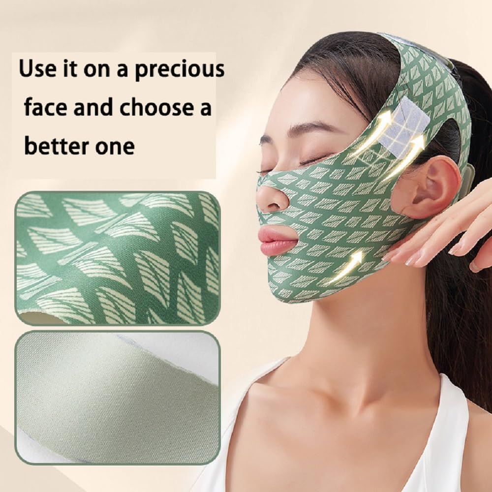 Beauty Face Sculpting Sleep Mask Adjustable Face Silicone Reduce Facial Chin Double Bandage Lifting Tightening Mask Skin Care (Green)