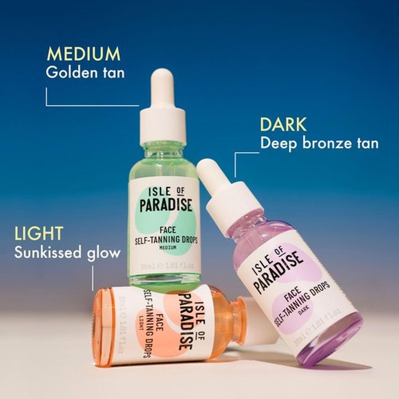 Isle of Paradise Self Tanning Drops, Light (Sunkissed Glow) - Vegan and Cruelty Free Self Tan Drops, 1.01 Fl Oz