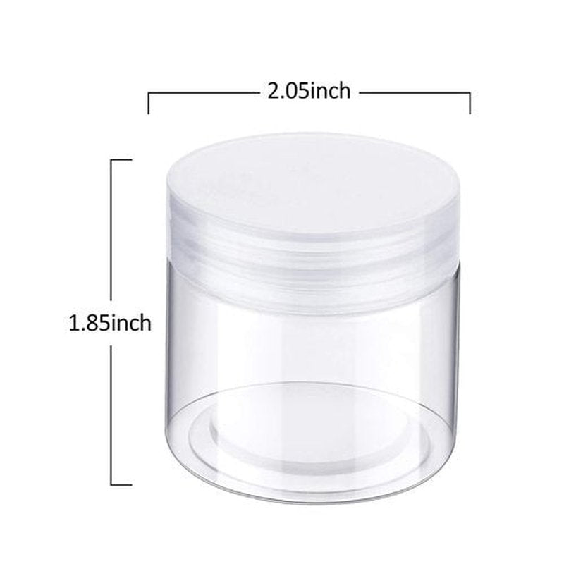6 Pack Clear Container with Lids Small Plastic Pot Jars Wide Mouth Round Leak Proof Plastic Container Jars with Lid for Travel Storage, Eye Shadow, Nails, Paint, Jewelry (3 oz, Clear)