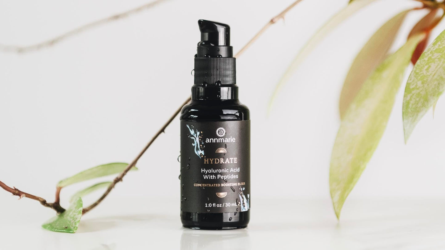 Annmarie Hydrate Concentrated Boosting Elixir - Hyaluronic Acid with Vegan Collagen Peptides, 30ml | Deeply Hydrates, Plumps, and Strengthens Skin | MADE SAFE Approved for All Skin Types