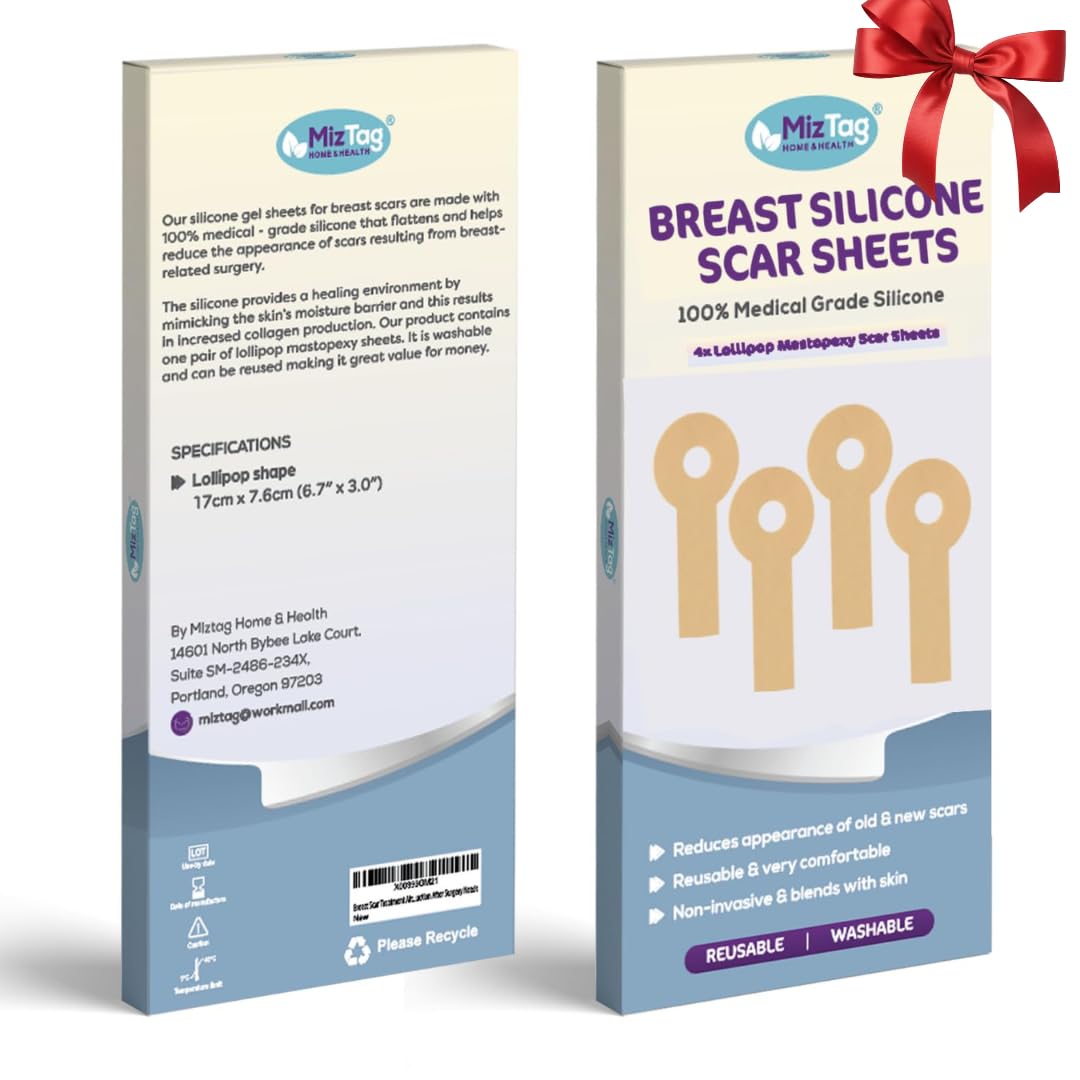 Silicone Scar Sheets for Breast Lift Mastopexy – Medical Grade Reusable Breast Surgery Scar Sheets – Soft Flexible and Comfortable Under Post-Op Bra