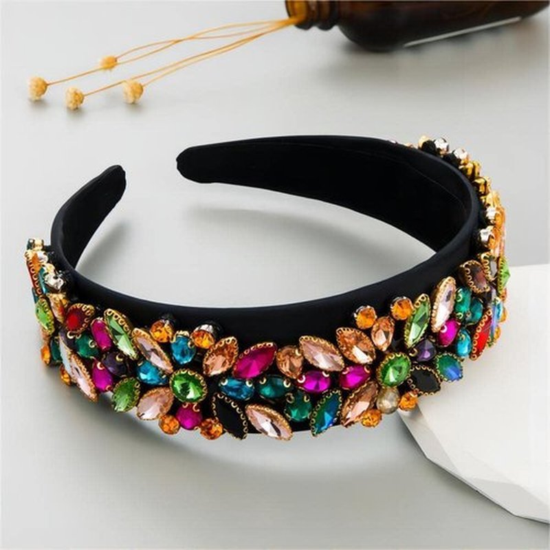 MUQINGWAN Fashion Women's Headband, Women Headband Gorgeous Retro Crystal Rhinestone Girl's Headband, Accessories For Women And Girl (black)