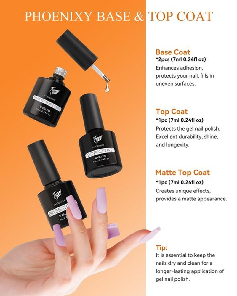 Phoenixy 47 PCS Gel Nail Polish Kit with 48W U V Light, Fall Gel Polish Nail Set 26 Colors Dark Blue Orange with Base Matte Top Coat Manicure Tools Nail Art Salon DIY at Home Gift for Women