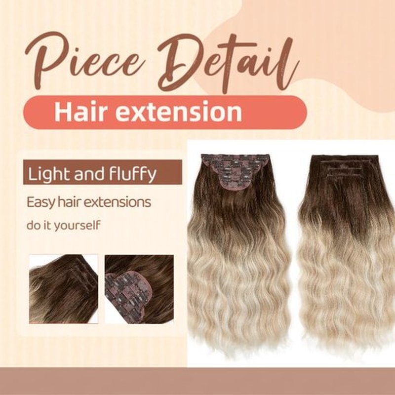 DAIMWEN Hair Extensions Long Curly Hair for Women Wavy Clip in Hair Extensions 4 Piece Set 20 Inch Synthetic Hair (Blonde Bayalage)