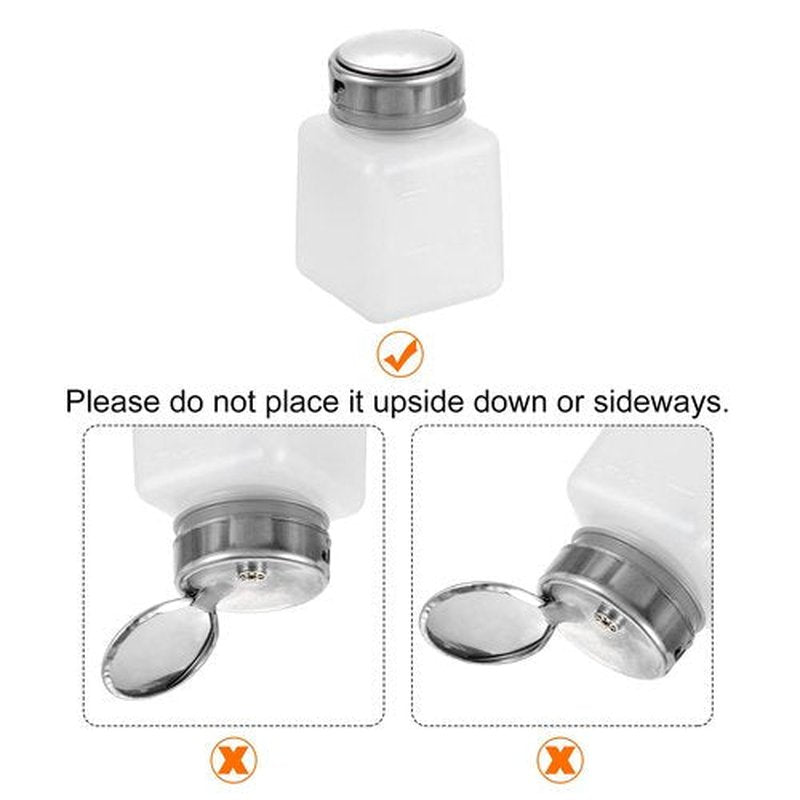 HARFINGTON 2pcs Solvent Alcohol Dispenser 120ml(4oz) Nail Polish Remover Push Down Liquid Dispenser Pump Bottle with Stainless Steel Press Head for Acetone Cleanser Polish Remover, White