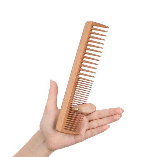Wide Tooth Wooden Comb | Cepillo Ancho de Madera para Cabello | Natural Hairbrush | Vintage Style Hairbrush | Wood Comb for Gentle Styling | Anti-Static Hair Comb (Sparse and Dense Tooth)