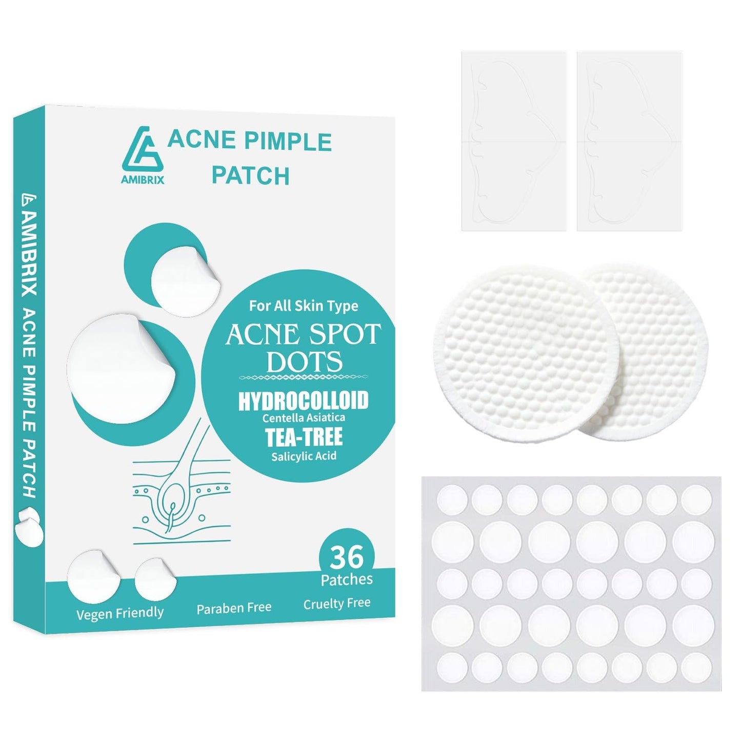Hydrocolloid Acne Pimple Patches for Face – Nighttime Spot Stickers for Zits & Blemishes, Acne Healing Dots with Salicylic Acid, Korean Skincare Spot Treatment,Suitable Under Makeup