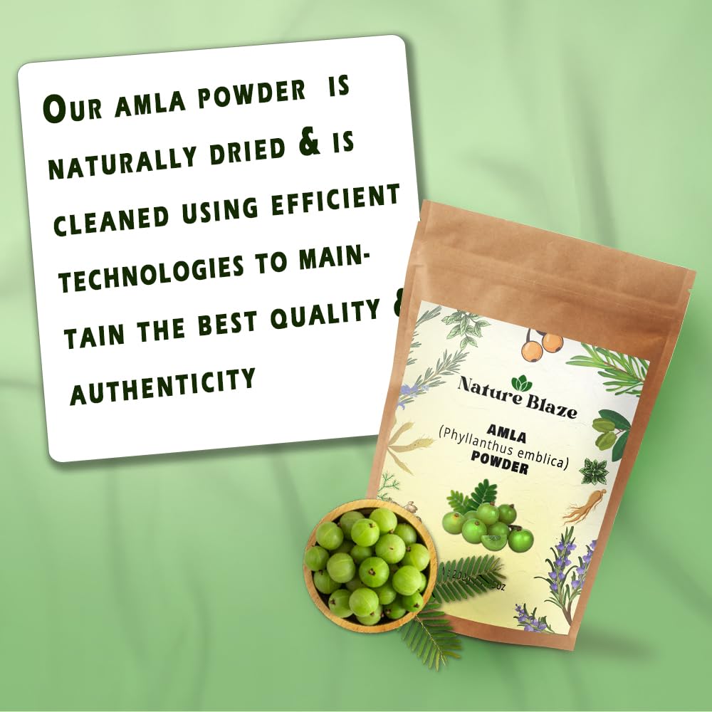 Nature Blaze Natural Amla Powder (Awla Powder) | Pure & Finely Ground | Made from Sun and Dried Indian Gooseberry | Traditional Herbal Ingredient for Hair, Skin & DIY Use 200Gram/7.0 Ounce
